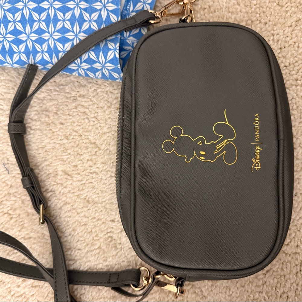 Pandora Gray Crossbody Bag with Gold Accents
